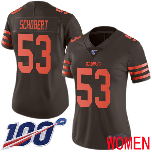 Cleveland Browns Joe Schobert Women Brown Limited Jersey #53 NFL Football 100th Season Rush Vapor Untouchable